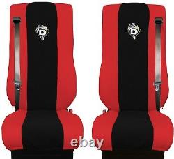 Seat Cover Leatherette-Fabric Truck DAF XF 105/106 SEAT BELTS Red-Black