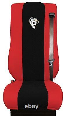 Seat Cover Leatherette-Fabric Truck DAF XF 105/106 SEAT BELTS Red-Black