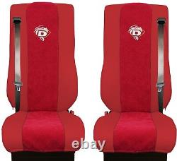 Seat Cover Leatherette Fabric Truck DAF XF 105 106 SEAT BELTS Red Red