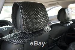 Seat Cover Shift Knob Belt Steering Wheel 100% Black PVC Leather Sedan SUV Truck