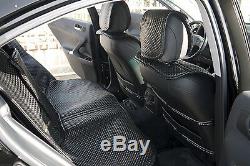 Seat Cover Shift Knob Belt Steering Wheel 100% Black PVC Leather Sedan SUV Truck