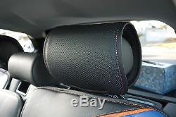 Seat Cover Shift Knob Belt Steering Wheel Black Blue PVC Leather Sedan Truck 3