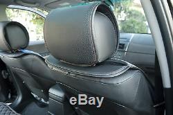 Seat Cover Shift Knob Belt Steering Wheel Black Blue PVC Leather Sedan Truck 3