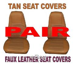 Seat Cover withPocket-TAN (PAIR) Faux Leather SEMI-TRUCKS PB KW FL