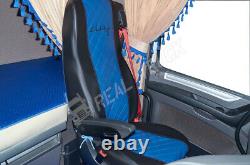 Seat Covers Fit Daf Xf 106 Cf Euro 6 Truck Eco Leather Pair Of Black & Blue
