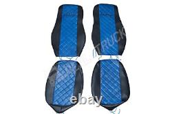 Seat Covers Fit Daf Xf 106 Cf Euro 6 Truck Eco Leather Pair Of Black & Blue