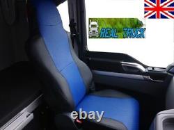 Seat Covers Fit Man Tgx /tgs Truck Eco Leather Pair Of Black -blue