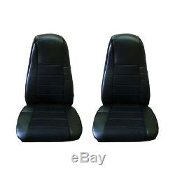 Seat Covers (PAIR) withPocket BLACK Faux Leather Peterbilt Freightliner Semi Truck