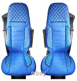 Seat Covers SCANIA R P G S 2017+ 2 Pieces Set LHD RHD Leatherette + Fabric Blue