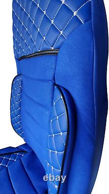 Seat Covers SCANIA S 2017 + 2 Pieces Set LHD RHD Leatherette + Fabric Blue
