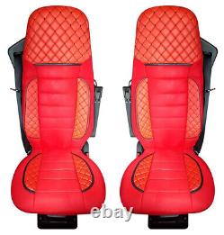 Seat Covers SCANIA S 2017 + 2 Pieces Set LHD RHD Leatherette + Fabric Red