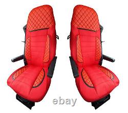 Seat Covers SCANIA S 2017 + 2 Pieces Set LHD RHD Leatherette + Fabric Red