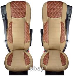 Seat Covers for DAF XF 106 & CF LHD RHD 2 Pieces Set Leatherette + Fabric Brown