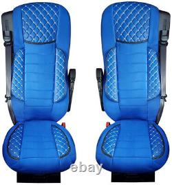 Seat Covers for DAF XF 106 and CF LHD RHD 2 Pieces Set Leatherette + Fabric Blue