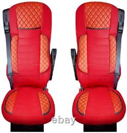 Seat Covers for DAF XF 106 and CF LHD RHD 2 Pieces Set Leatherette + Fabric Red