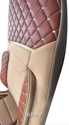 Seat Covers for DAF XG and XG+ LHD RHD 2 Pieces Set Leatherette + Fabric Brown