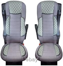 Seat Covers for DAF XG and XG+ LHD RHD 2 Pieces Set Leatherette + Fabric Grey