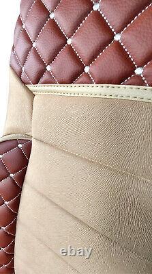 Seat Covers for RENAULT PREMIUM 2 Pieces Set LHD RHD Leatherette + Fabric Brown