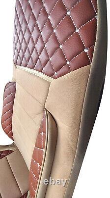 Seat Covers for VOLVO FH 3 Truck Euro 5 LHD RHD Leatherette + Fabric Brown