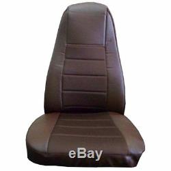 Seat Covers with Pocket BROWN Faux Leather (PAIR) Peterbilt KW Semi Trucks