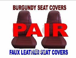 Seat Covers withPocket BURGUNDY Faux Leather (PAIR) PB KW FL Semi Trucks