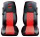 Set of 2 Pcs. Truck Seat Covers BLACK RED DAF 106 Truck 100% Eco Leather