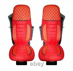Set of 2 Pcs. Truck Seat Covers VOLVO FH4 2014+ RED color 100% Eco Leather