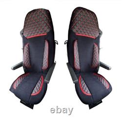 Set of 2 pcs DELUX Black Seat Covers Eco Leather & Suede for Iveco S-Way trucks