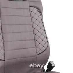 Set of 2 pcs DELUX Gray Seat Covers Eco Leather & Suede for Iveco S-Way trucks