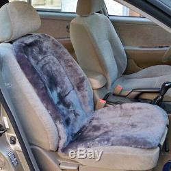 Sheepskin Seat Cushion Covers Car & Truck Std Seats -Dk Grey Universal Pair