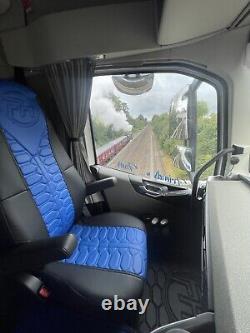 TRUCK SEAT COVERS COMPATIBLE VOLVO FH4 2013-2023 ECO LEATHER Blue/black