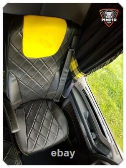 TRUCK SEAT COVERS DAF 105/106 / DAF CF EURO6 ECO LEATHER Black / Yellow