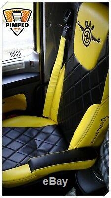 TRUCK SEAT COVERS DAF 105/106 / DAF CF EURO6 ECO LEATHER Yellow&Black