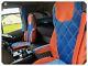 TRUCK SEAT COVERS DAF 106 XF CF FULL ALCANTRA Blue/Orange Double Diamond