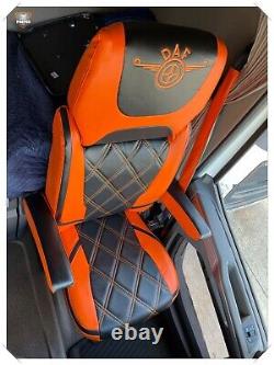 TRUCK SEAT COVERS DAF XF / XG / XG+ ECO LEATHER SEAT COVERS Orange&Black