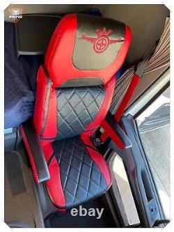 TRUCK SEAT COVERS DAF XF / XG / XG+ ECO LEATHER SEAT COVERS Red&Black