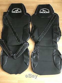 TRUCK SEAT COVERS MAN TGA Black ECO LEATHER SEAT COVERS