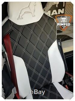 TRUCK SEAT COVERS MAN TGX / TGS ECO LEATHER SEAT COVERS White&Black