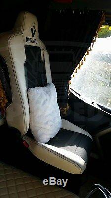 TRUCK SEAT COVERS RENAULT T-range Beige ECO LEATHER SEAT COVERS +embroidery