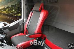 TRUCK SEAT COVERS RENAULT T-range Red ECO LEATHER SEAT COVERS separate head rest