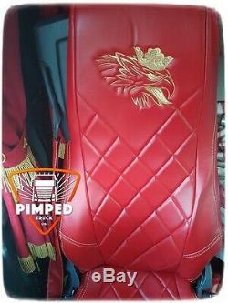TRUCK SEAT COVERS SCANIA Griffin R/P/G 2005-2013 Full ECO LEATHER red diamonds