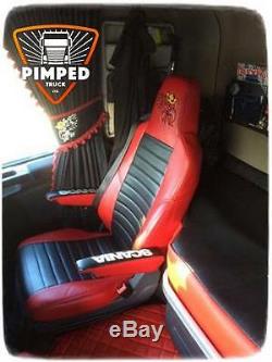 TRUCK SEAT COVERS SCANIA Gryffin R/P 2014. Full ECO LEATHER red&black