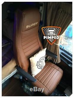TRUCK SEAT COVERS SCANIA R/G/P-series 05-2013 Full ECO LEATHER cognac SUPER