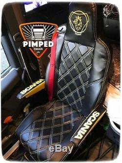 TRUCK SEAT COVERS SCANIA R/P/S 2014. Full ECO LEATHER 2 different seats Black