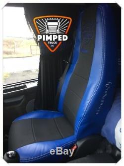 TRUCK SEAT COVERS VOLVO FH/FM 02-13 Blue ECO LEATHER SEAT COVERS +embroidery