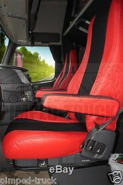 TRUCK SEAT COVERS VOLVO FH/FM 02-13 Red ECO LEATHER SEAT COVERS