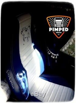 TRUCK SEAT COVERS VOLVO FH/FM 2002-2013 Blue&White ECO LEATHER SEAT COVERS