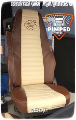 TRUCK SEAT COVERS VOLVO FH/FM 2002-2013 Brown&Beige ECO LEATHER SEAT COVERS