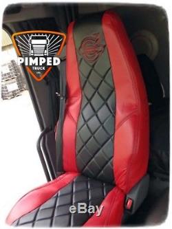 TRUCK SEAT COVERS VOLVO FH/FM 2002-2013 Red&Black ECO LEATHER SEAT COVERS