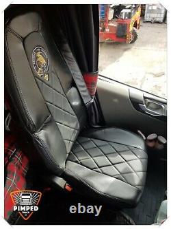 TRUCK SEAT COVERS VOLVO FH4 BLACK&BLACK ECO LEATHER SEAT COVERS with custom logo